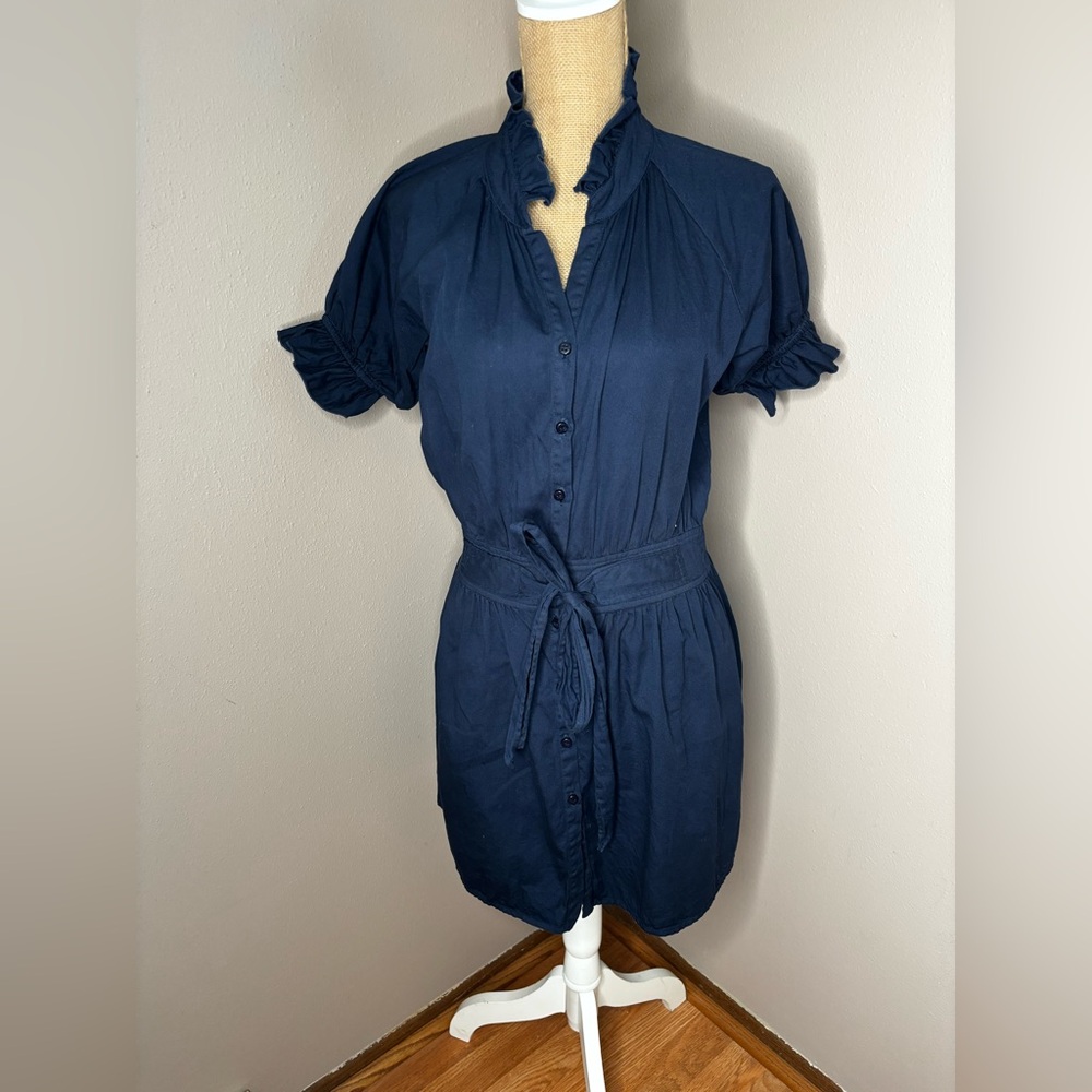 STARK X WOMEN'S VIVA NAVY DRESS 100% cotton Made in USA Size Small